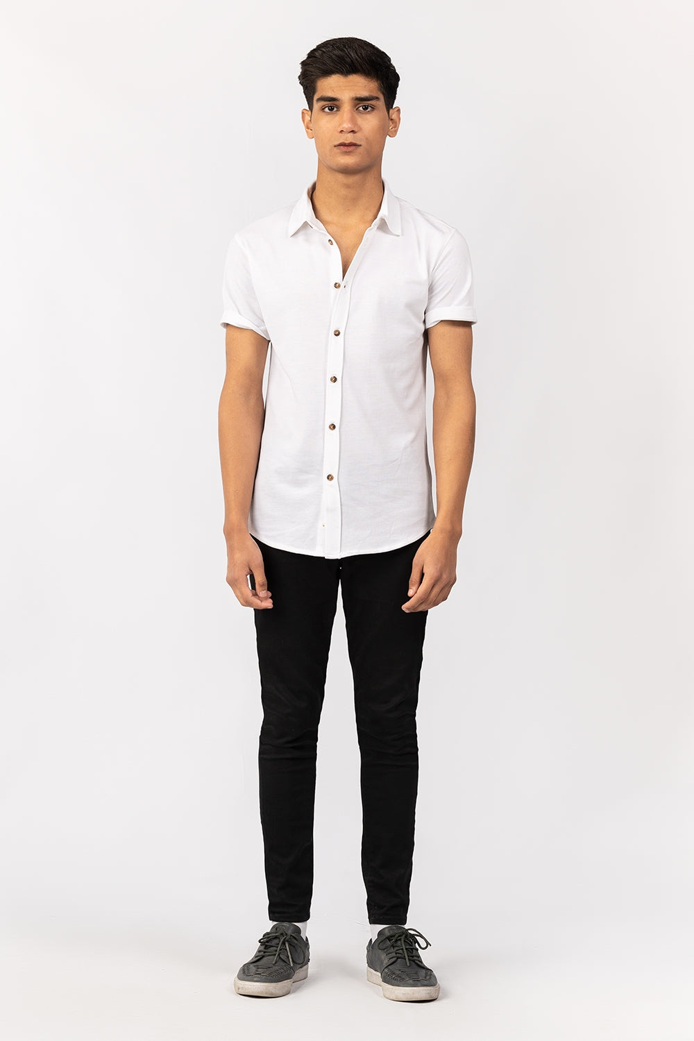 White Knitted Casual Shirt HS-CS-KNIT-D11