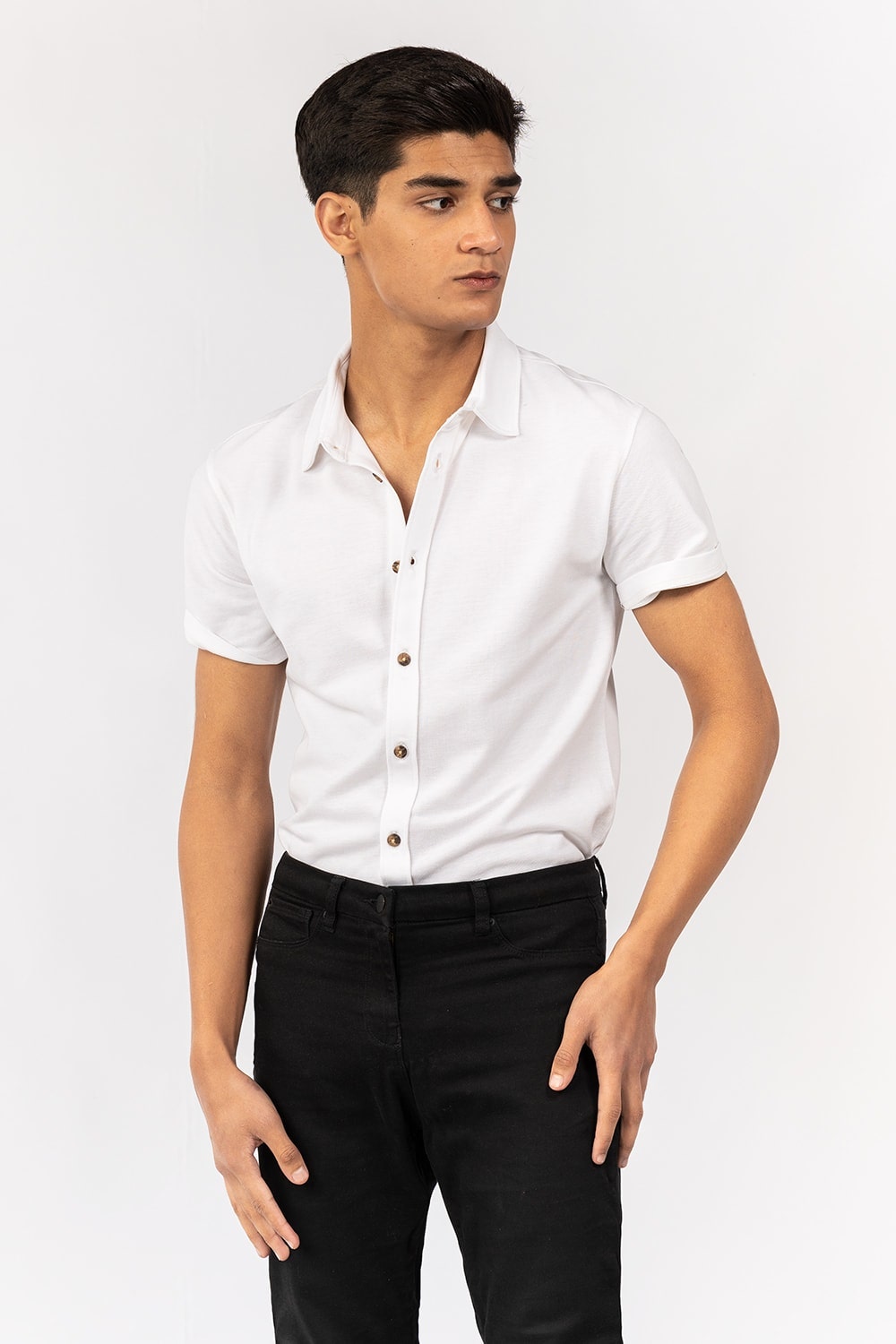 White Knitted Casual Shirt HS-CS-KNIT-D11
