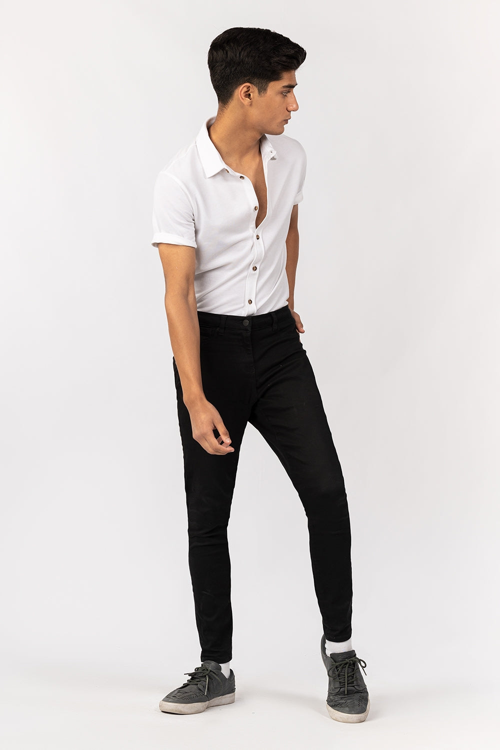 White Knitted Casual Shirt HS-CS-KNIT-D11