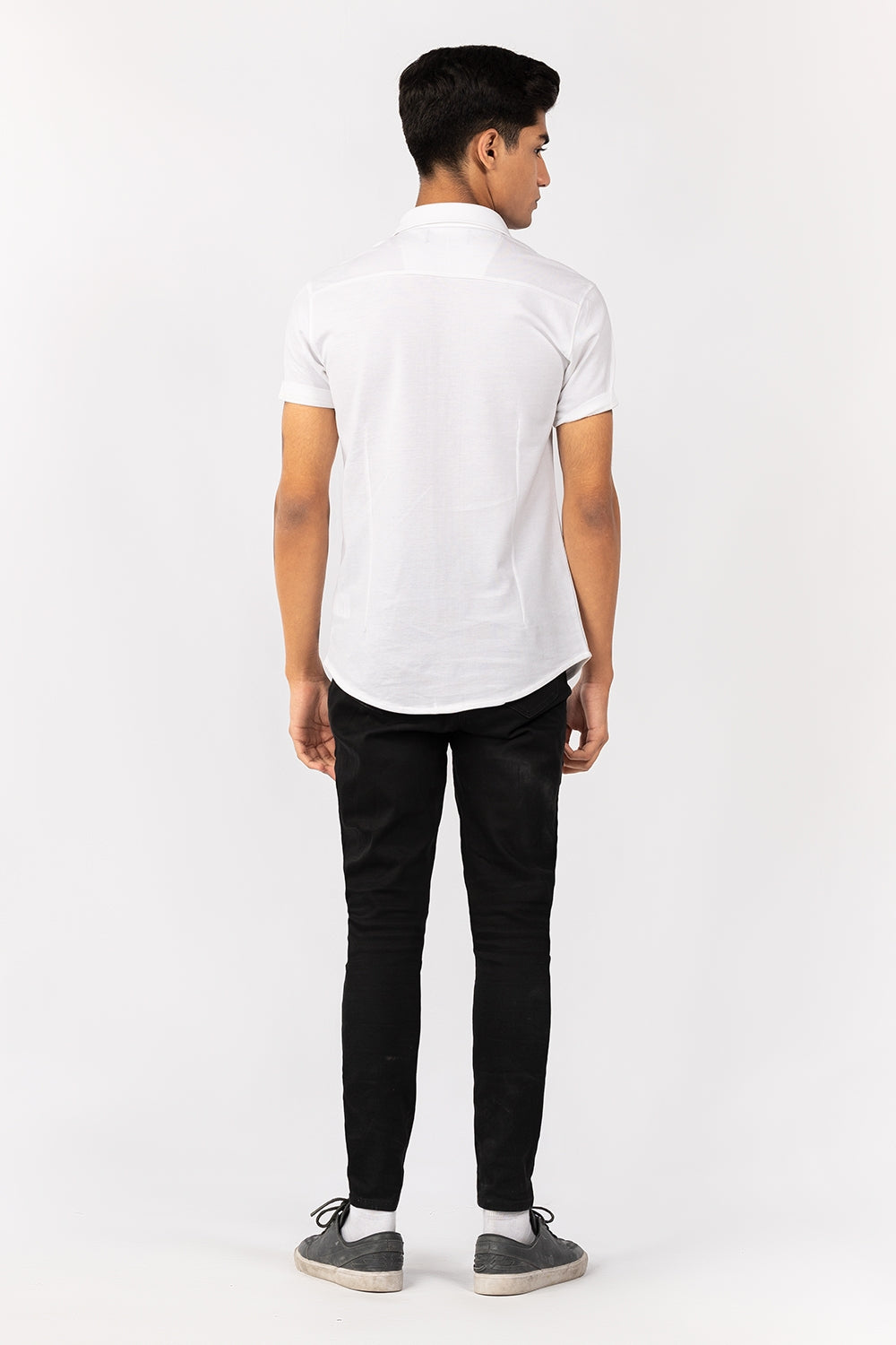 White Knitted Casual Shirt HS-CS-KNIT-D11