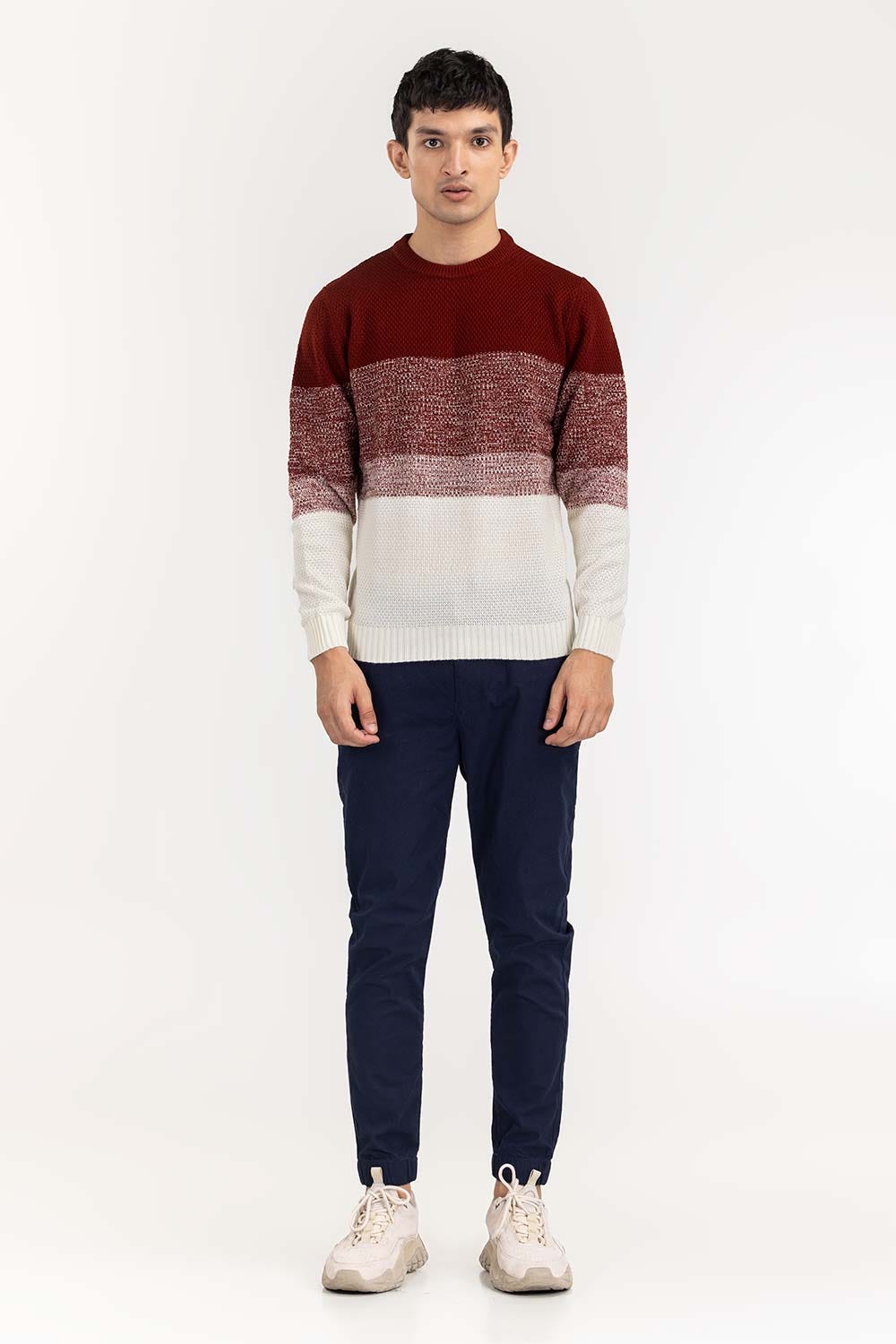 White Maroon Gradiant Sweater SWT-FFSCN22-151