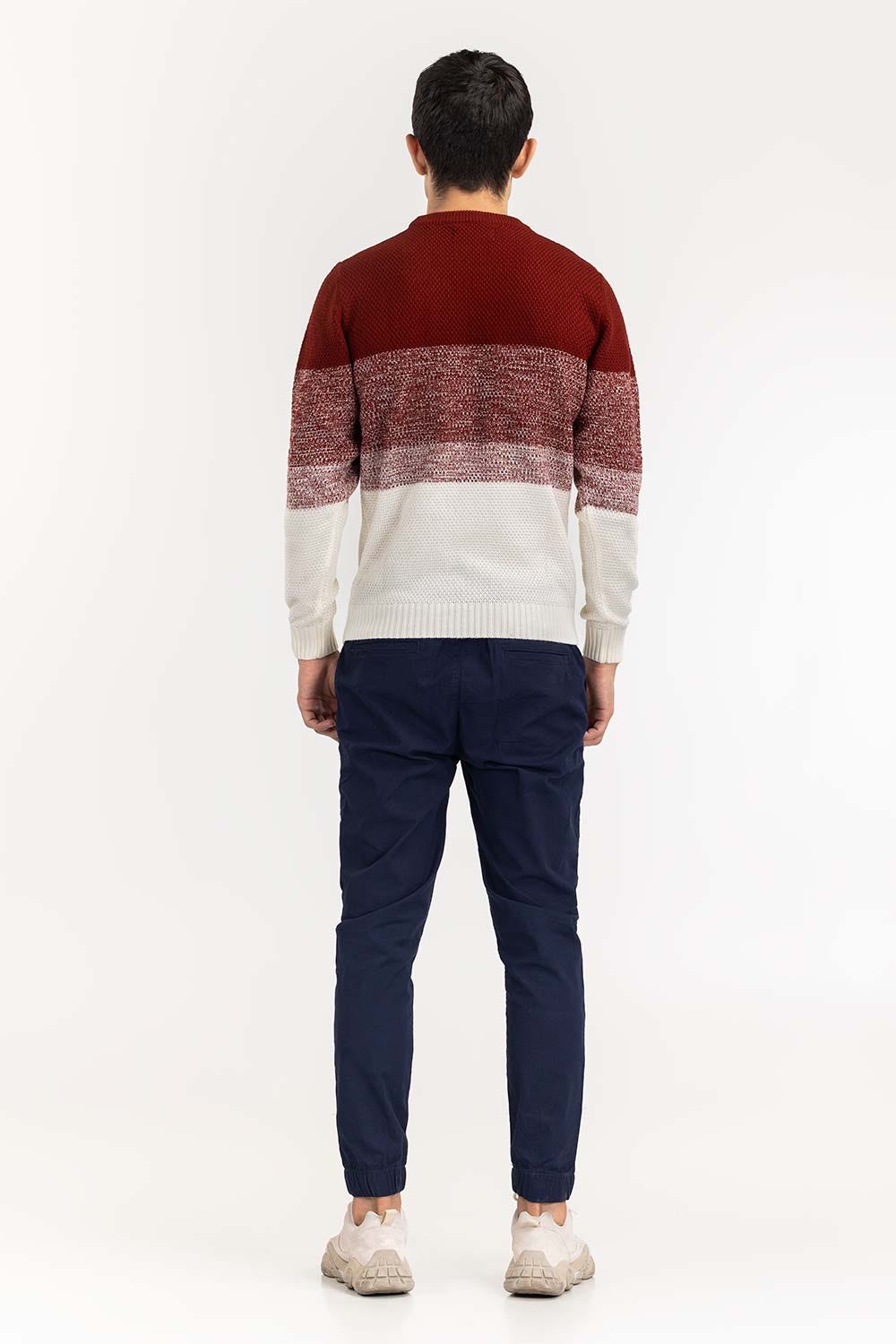 White Maroon Gradiant Sweater SWT-FFSCN22-151
