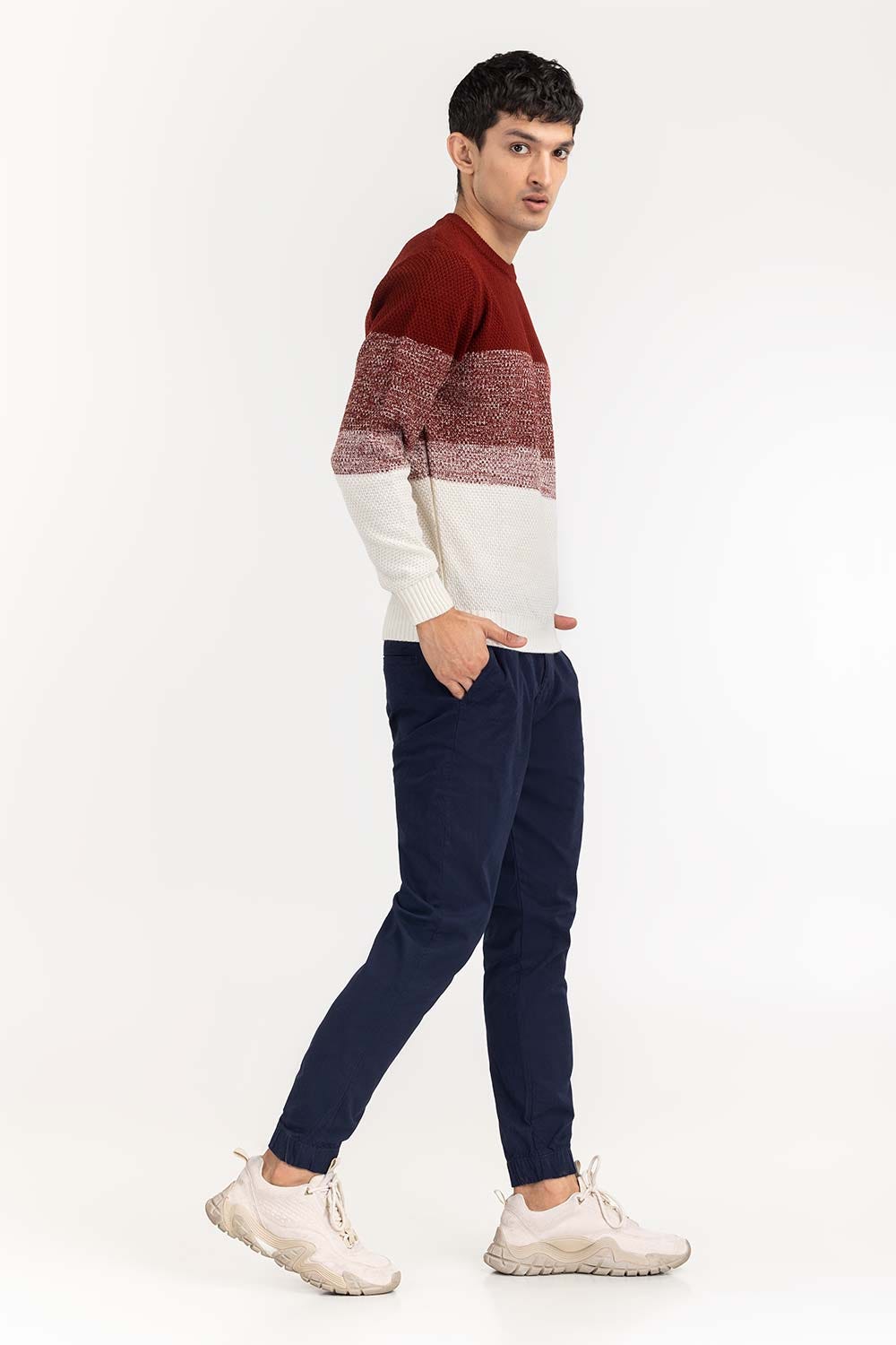White Maroon Gradiant Sweater SWT-FFSCN22-151