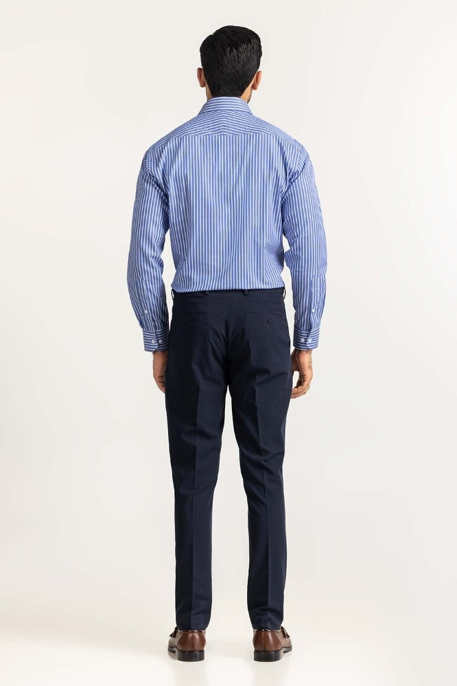 White Navy Stripe Formal Shirt MN-FS-YD24-053