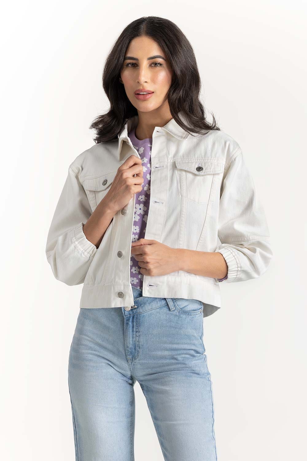 White Non Denim Jacket 224-210-047