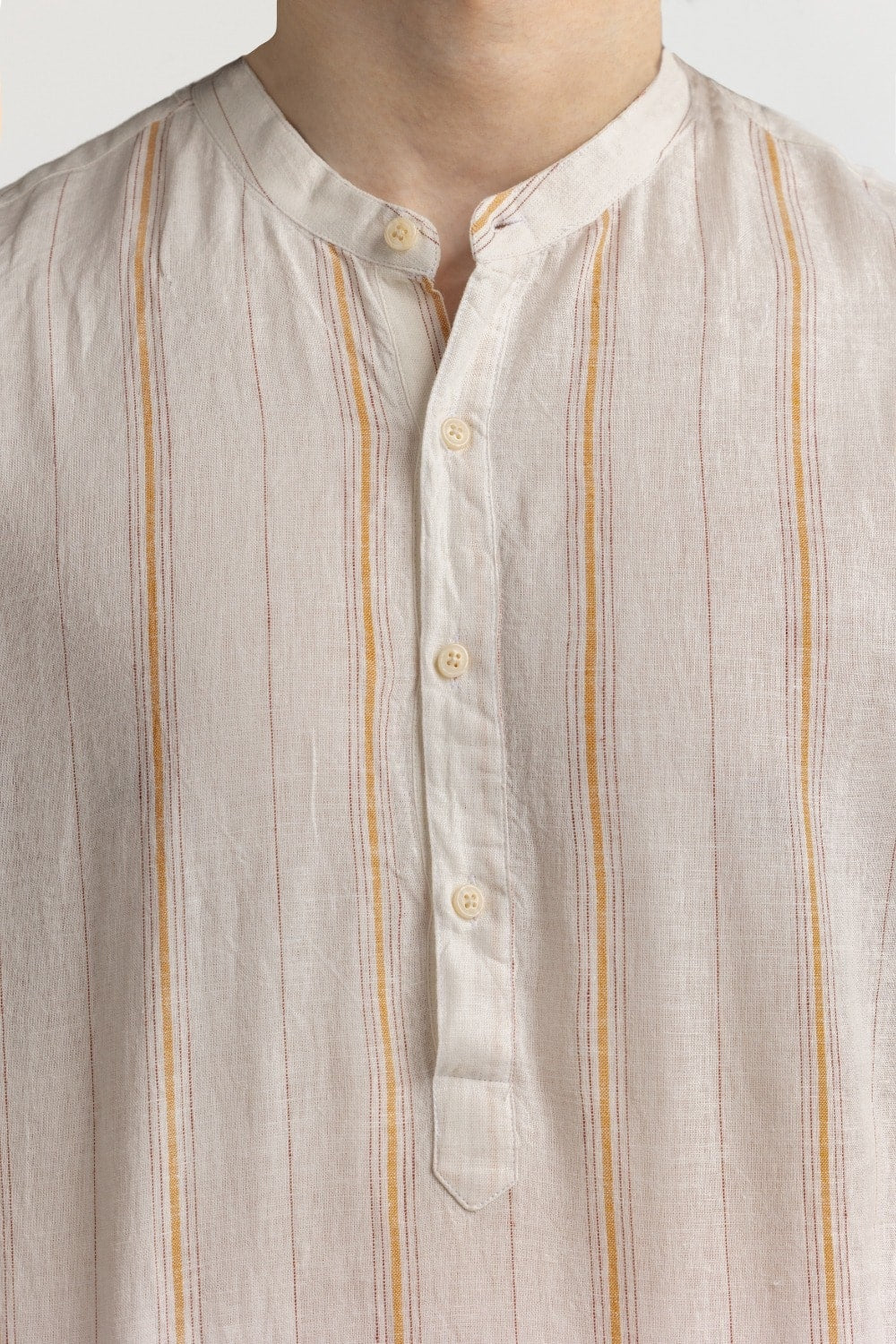 White Orange Stripe Casual Shirt MN-CS-SS24-007