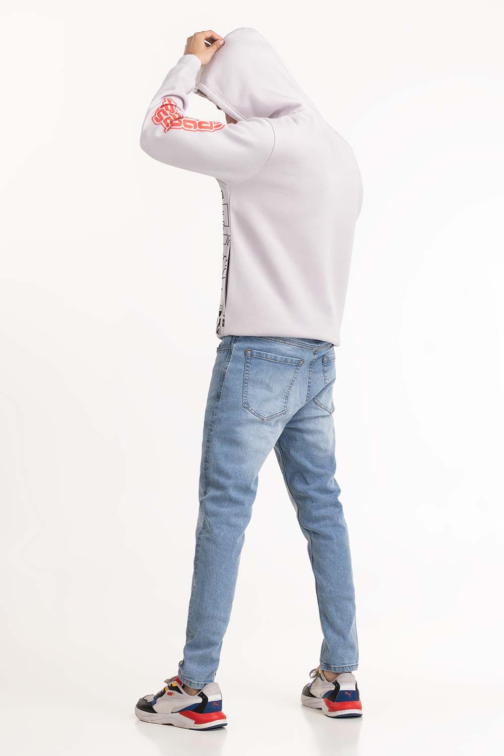 White Printed Hoodie 224-112-032