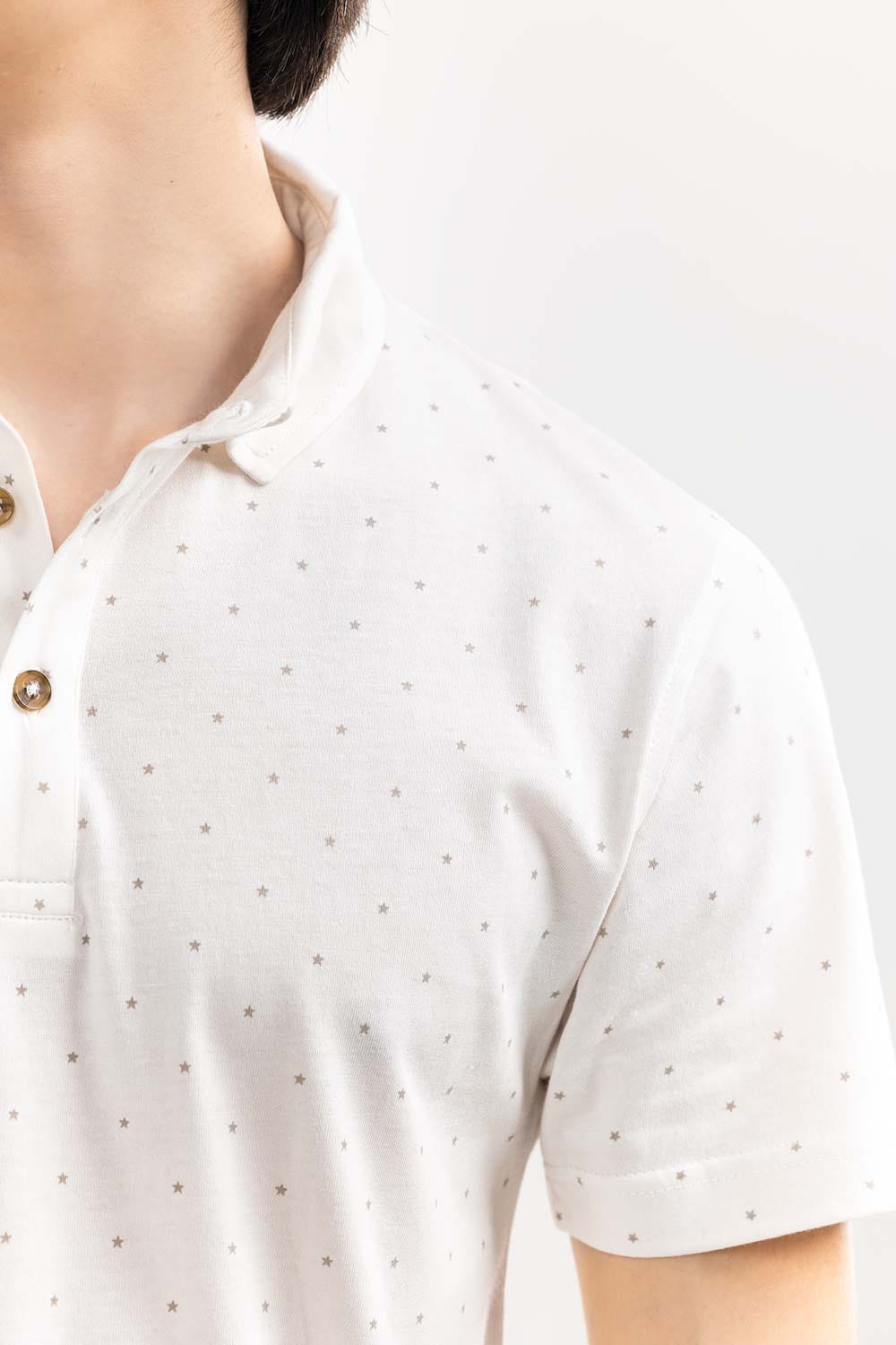 White  Printed Polo SJP-PRINT-D03