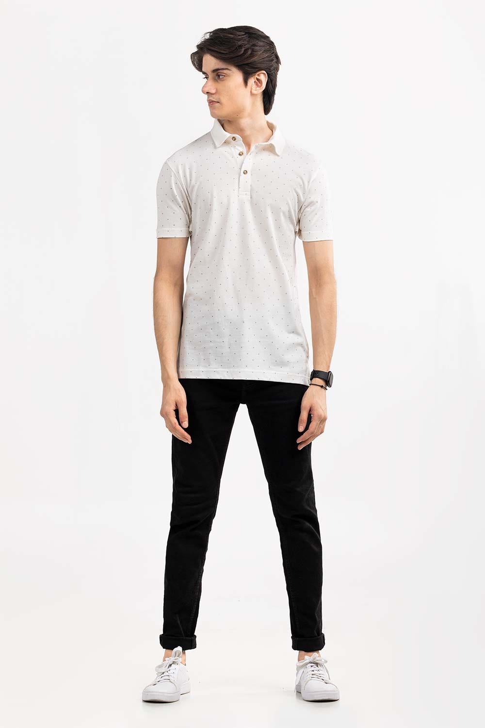 White  Printed Polo SJP-PRINT-D03