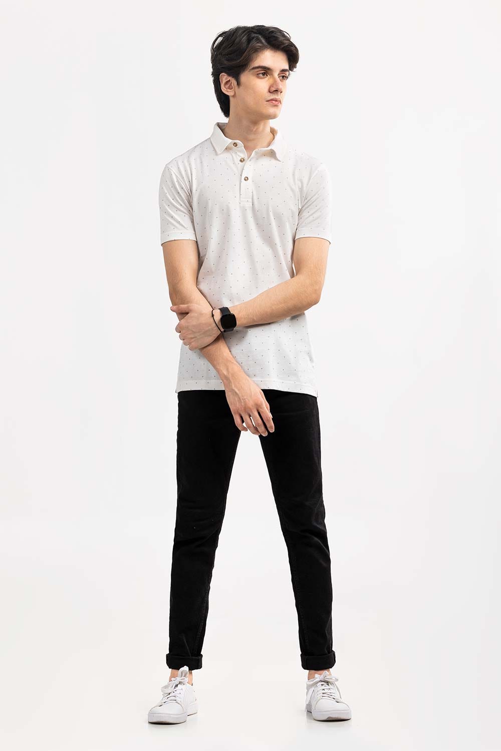 White  Printed Polo SJP-PRINT-D03