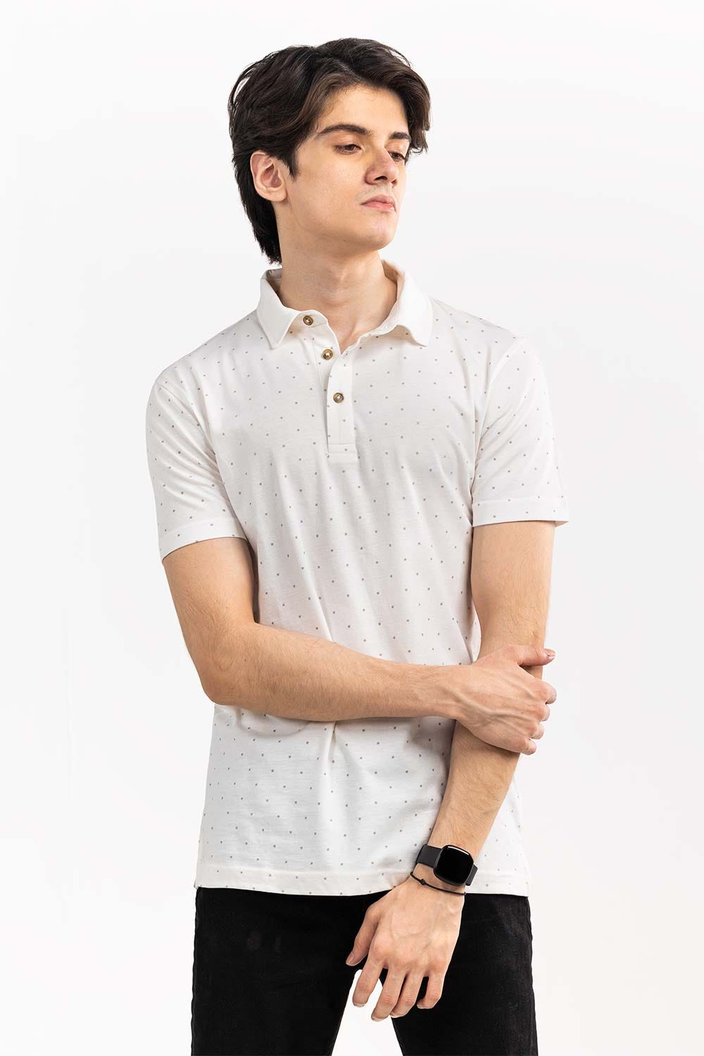 White  Printed Polo SJP-PRINT-D03