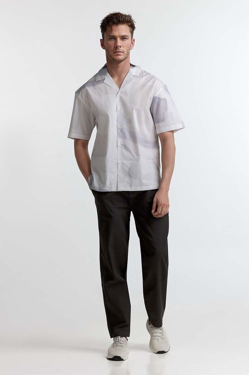 White Purple Digital Printed Casual Shirt MN-CS-PD23-009