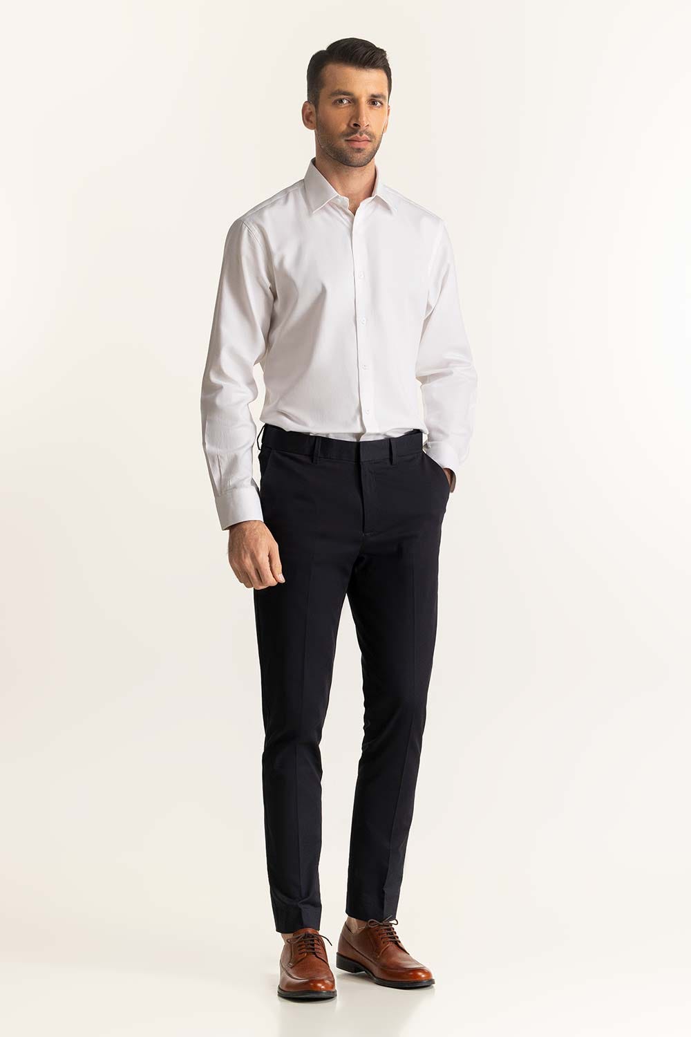White Self Textured Formal Shirt MN-FS-PD24-078