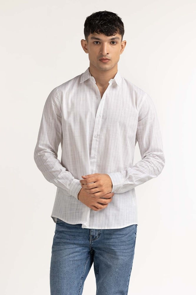 White Striped Casual Shirt CS-YD22-047