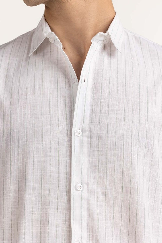 White Striped Casual Shirt CS-YD22-047