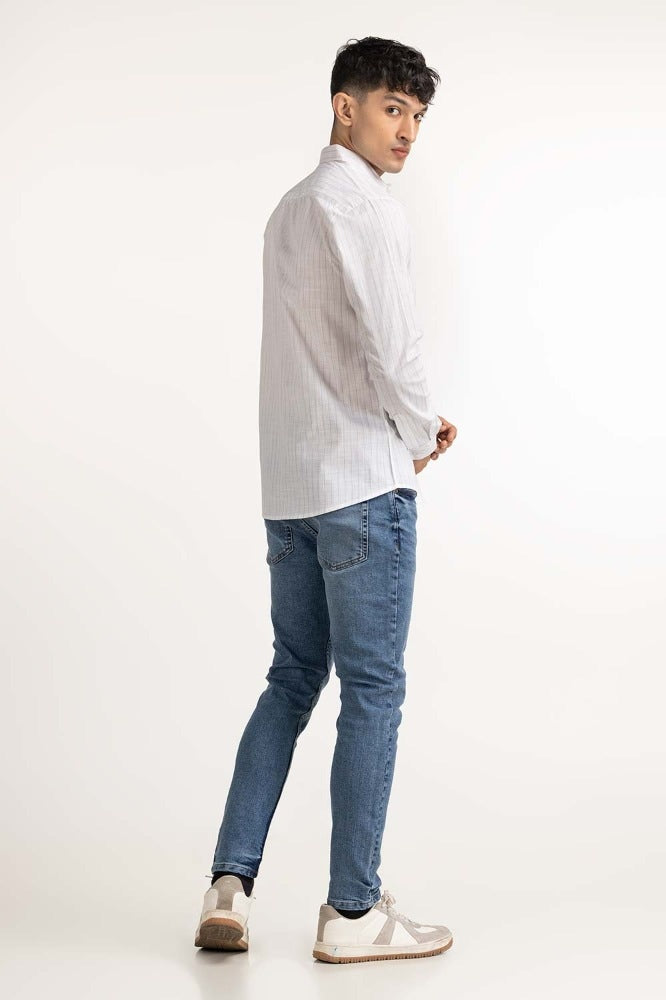White Striped Casual Shirt CS-YD22-047