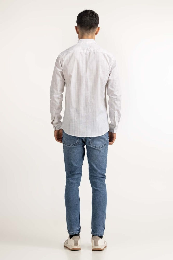 White Striped Casual Shirt CS-YD22-047