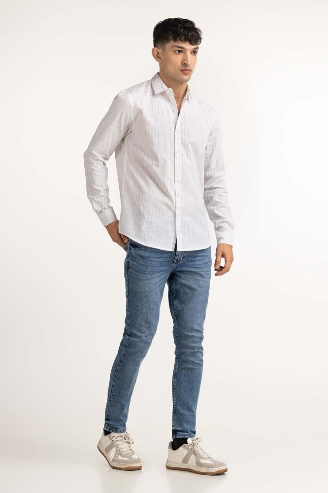 White Striped Casual Shirt CS-YD22-047
