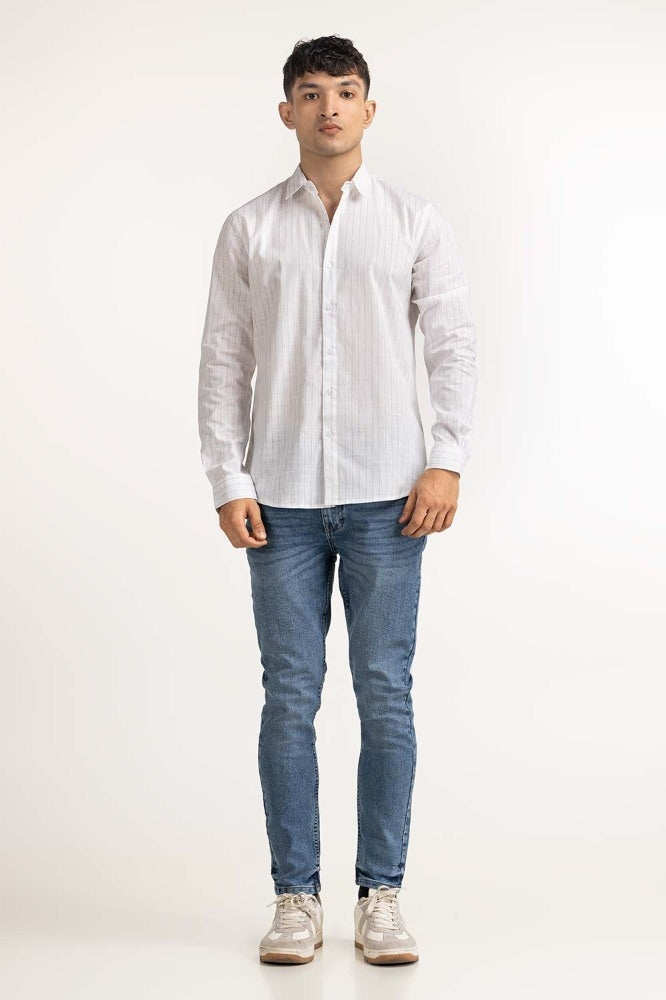 White Striped Casual Shirt CS-YD22-047