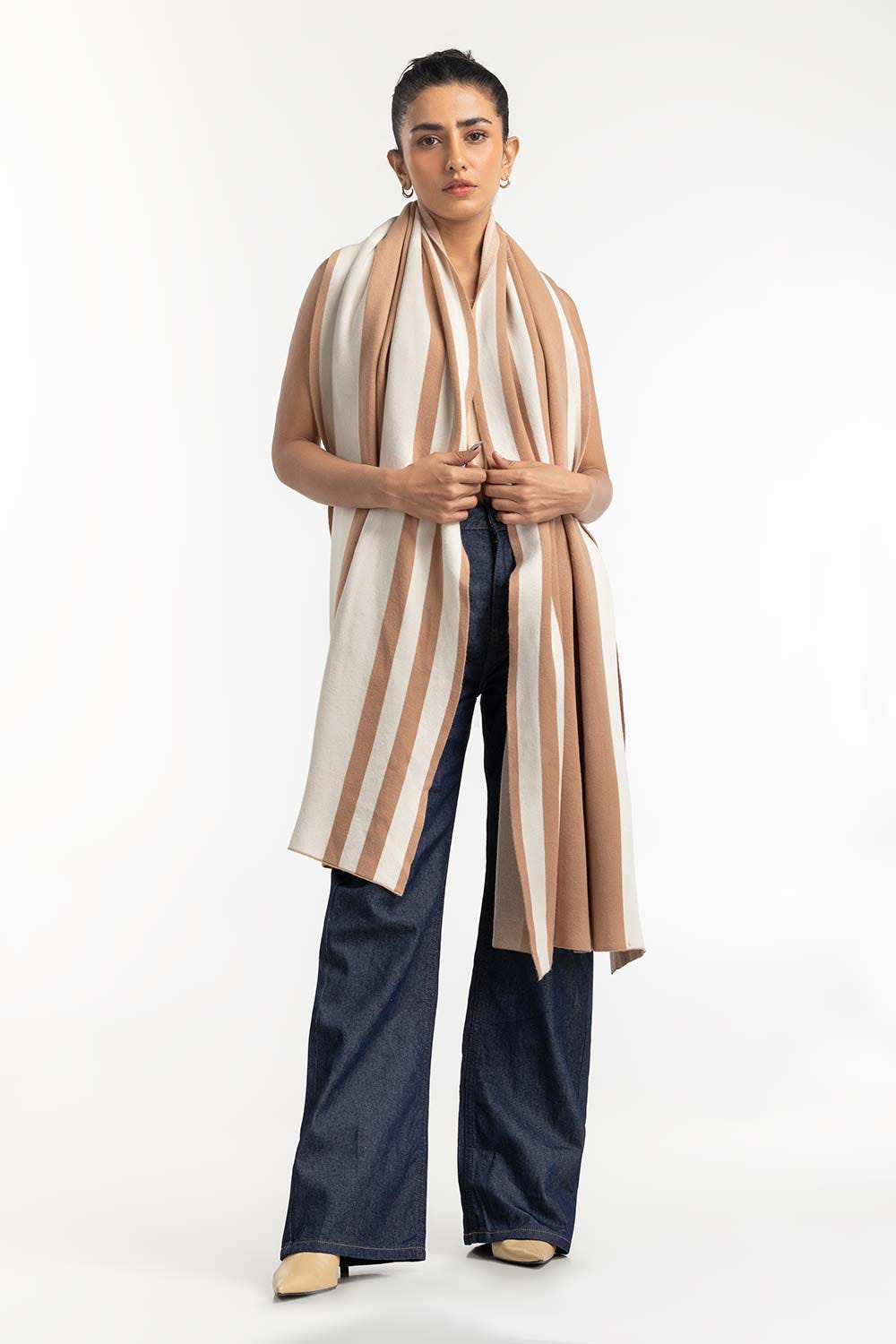 White Striped Shawl 224-211-093