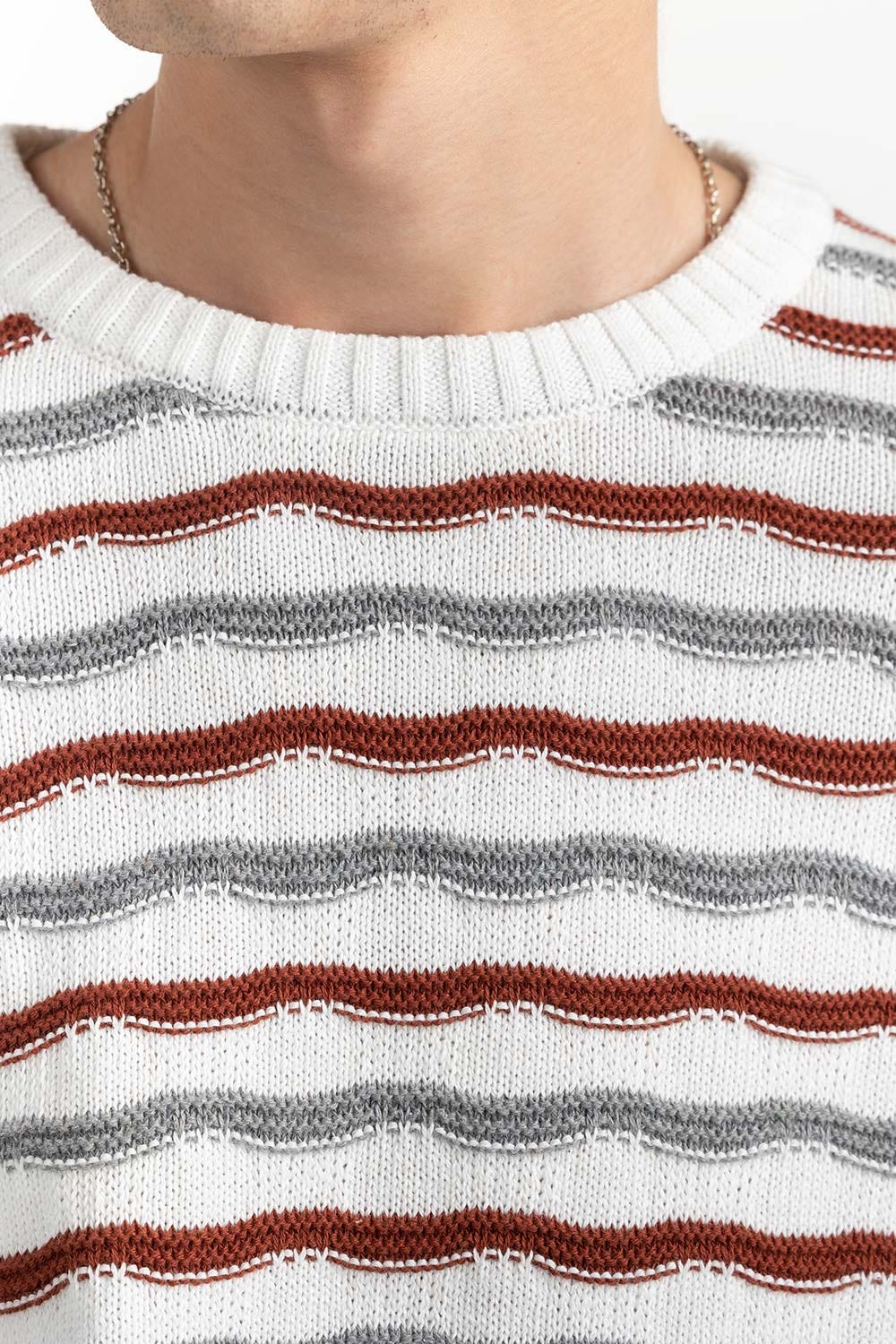 White Striped Sweater 224-111-001