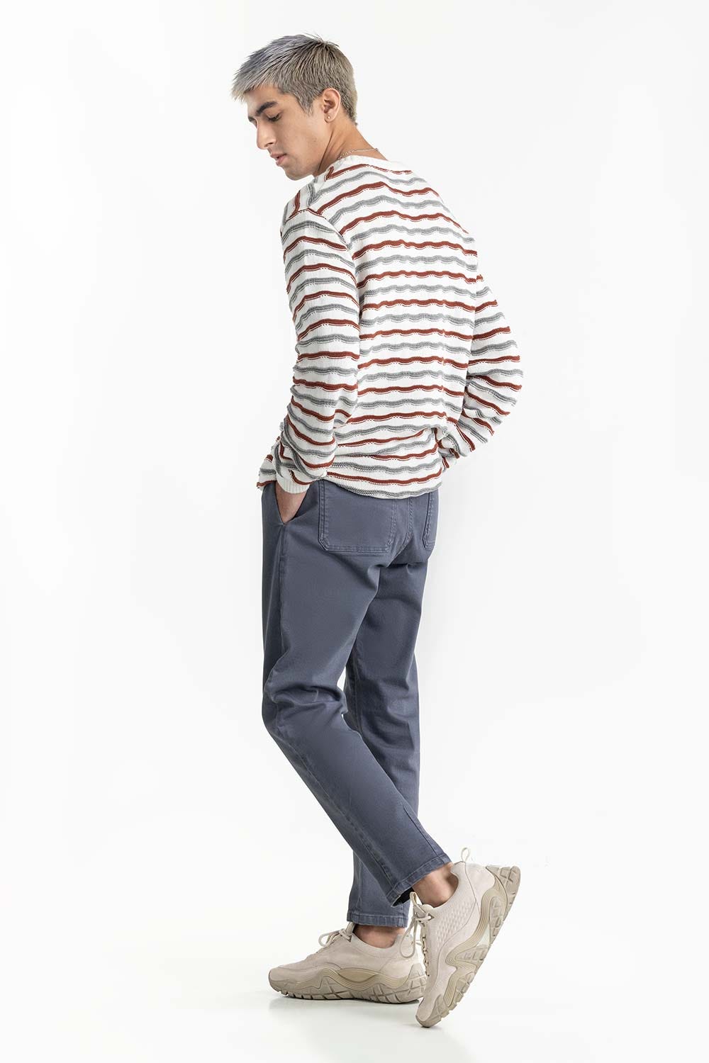White Striped Sweater 224-111-001