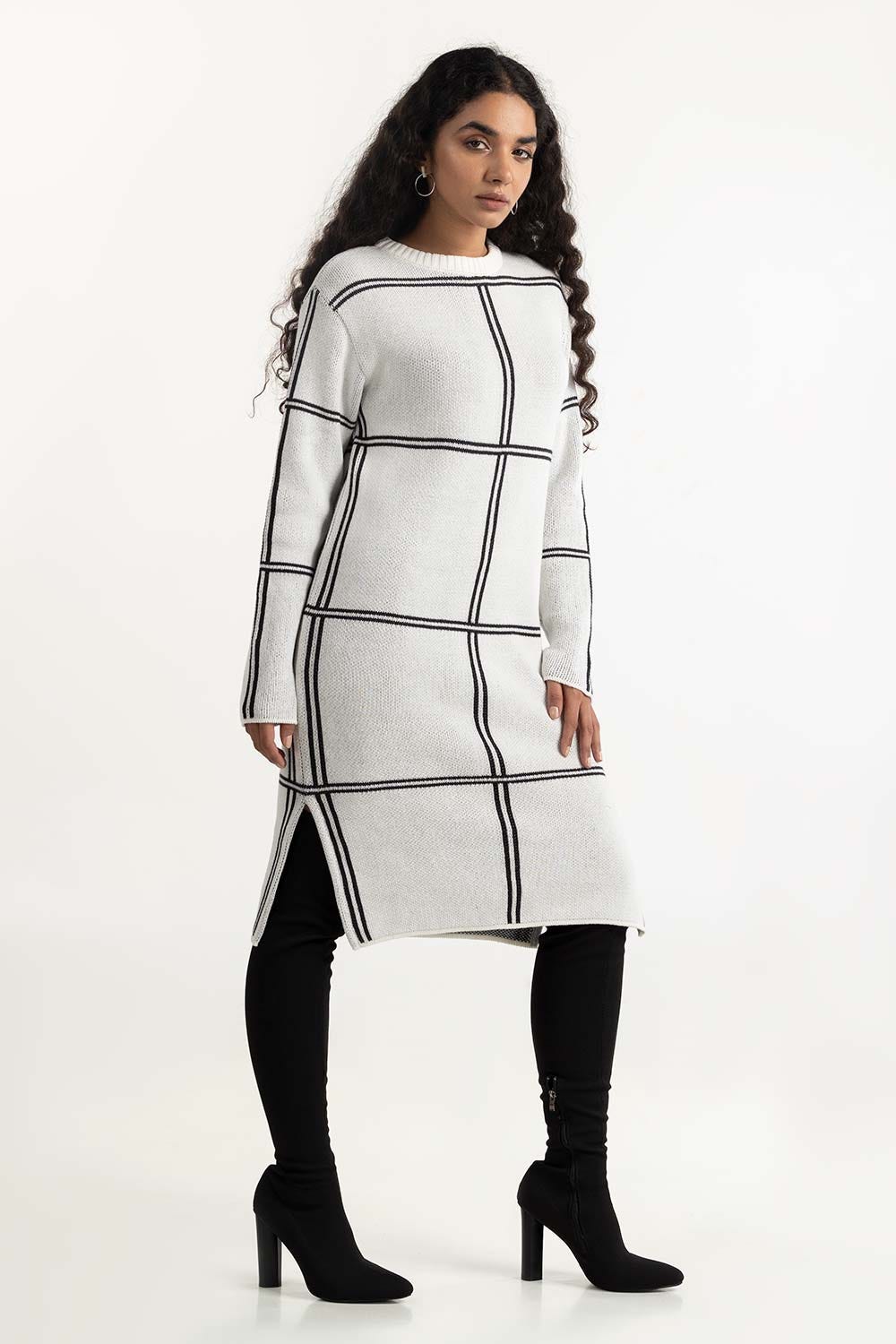White Sweater Dress 224-211-033