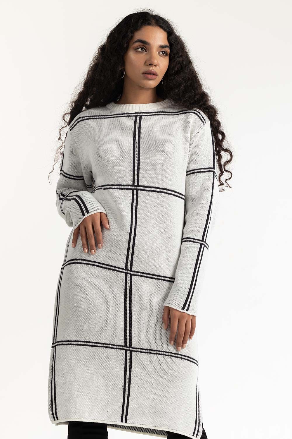 White Sweater Dress 224-211-033