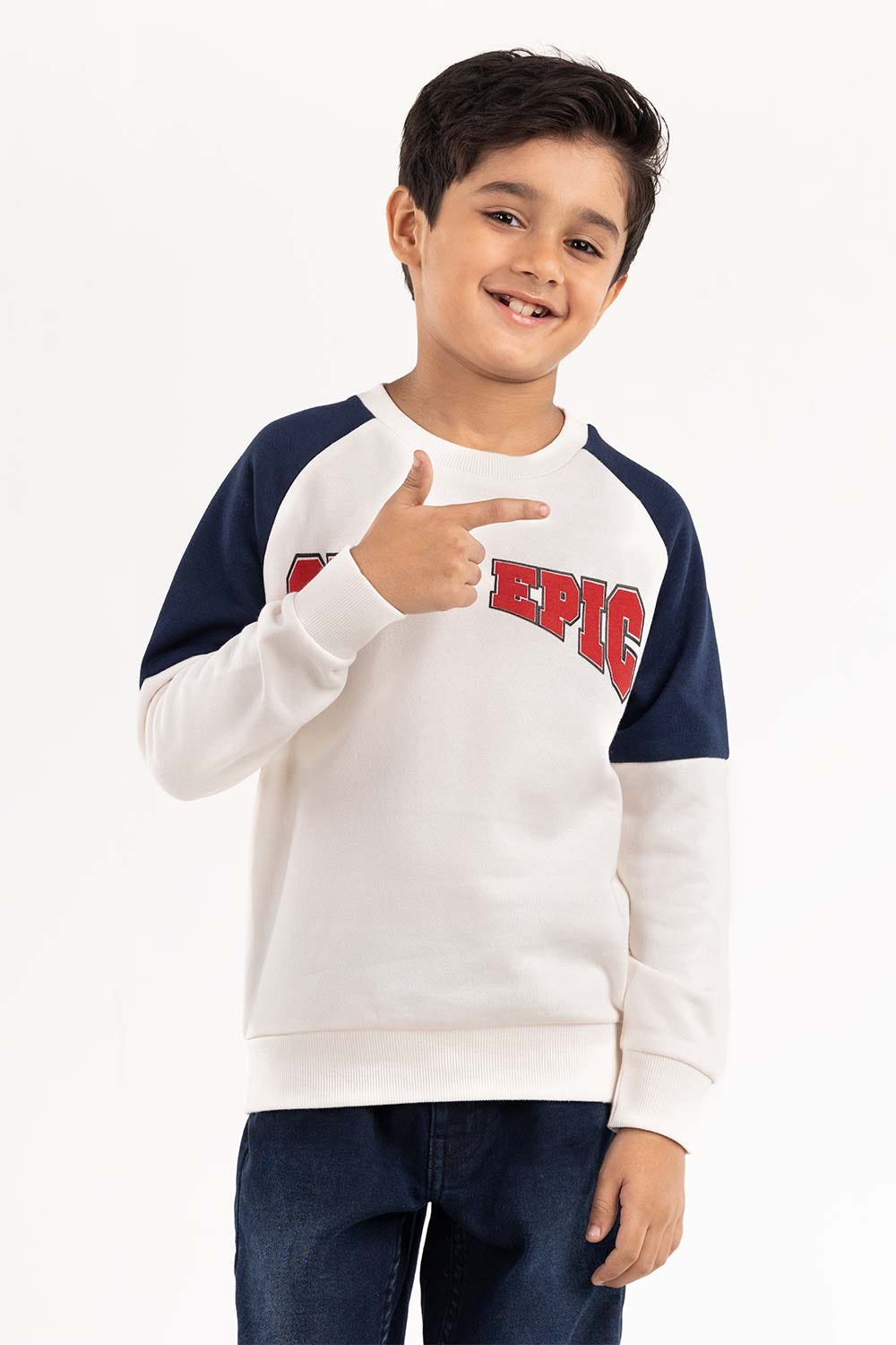 Junior Boy White Sweatshirt 224-312-002
