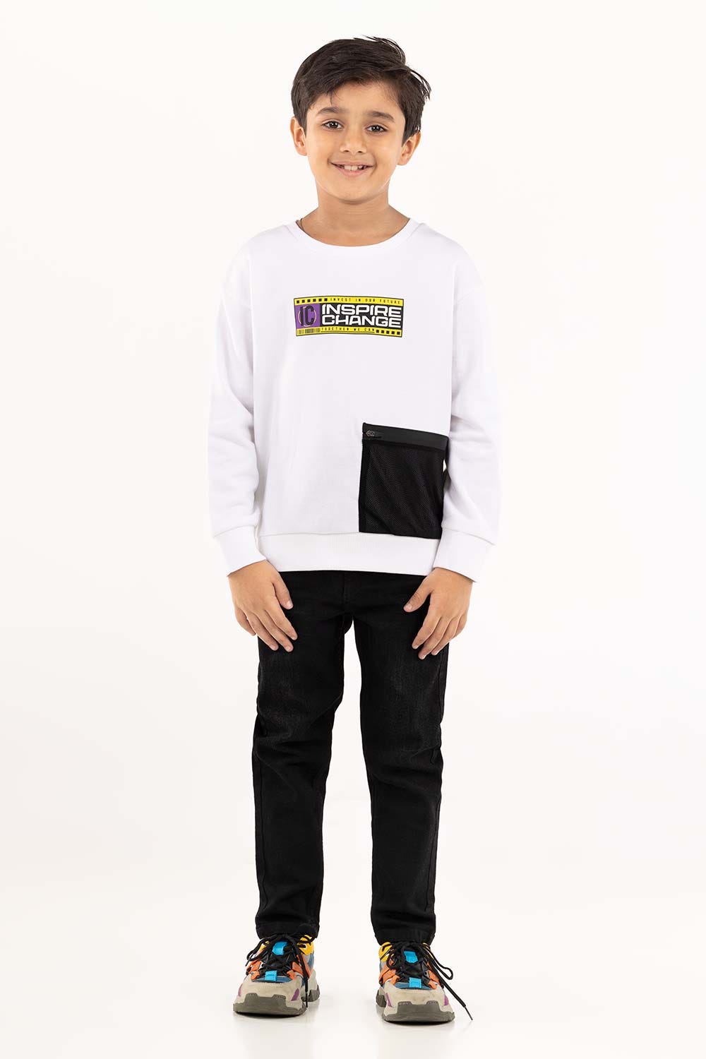 Junior Boy White Sweatshirt 224-312-015