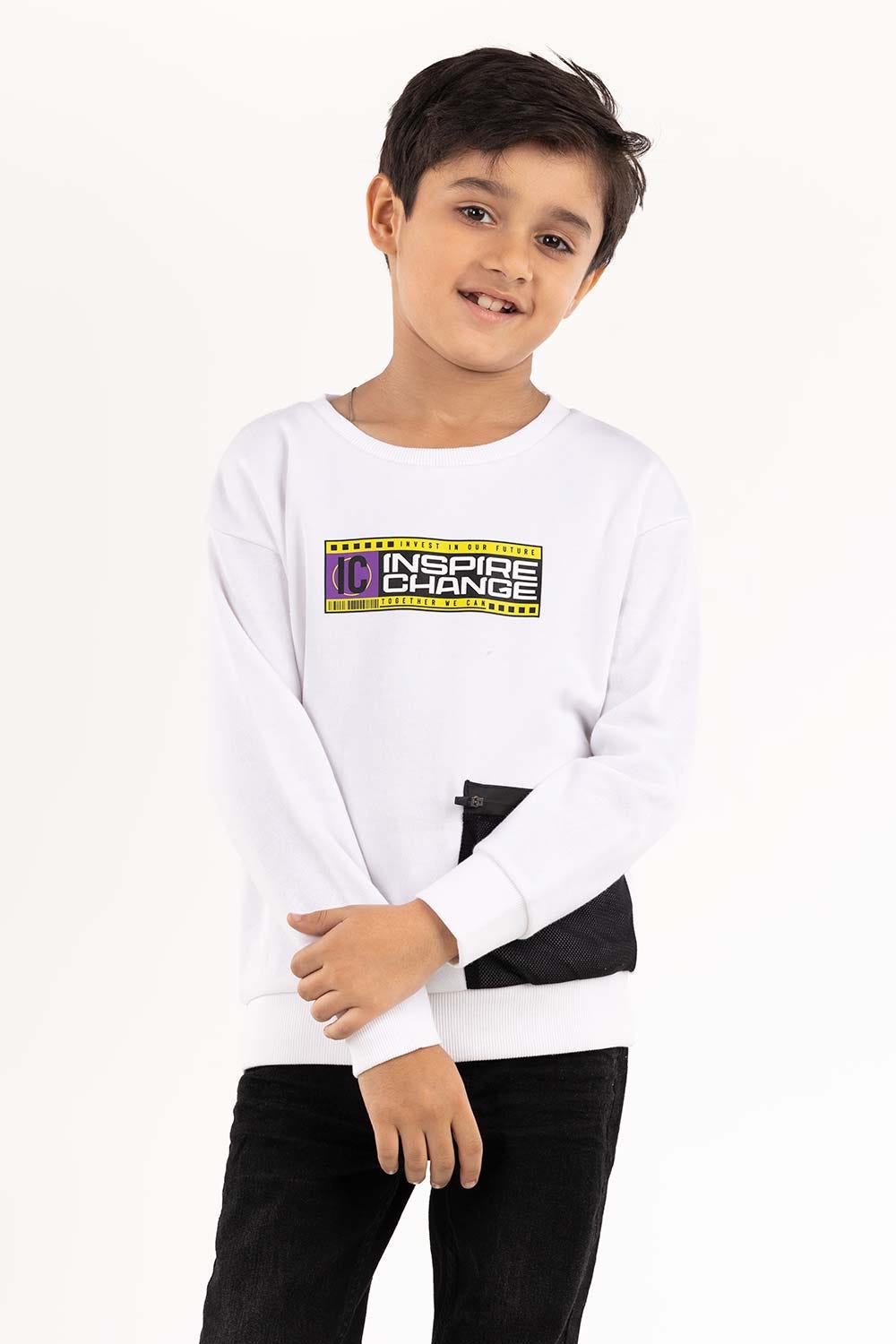 Junior Boy White Sweatshirt 224-312-015