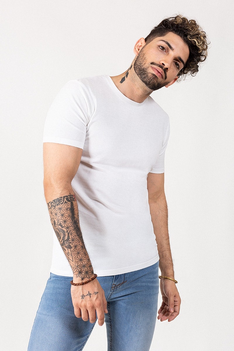 White Cotton T-shirt PK-CN-SIG-D03