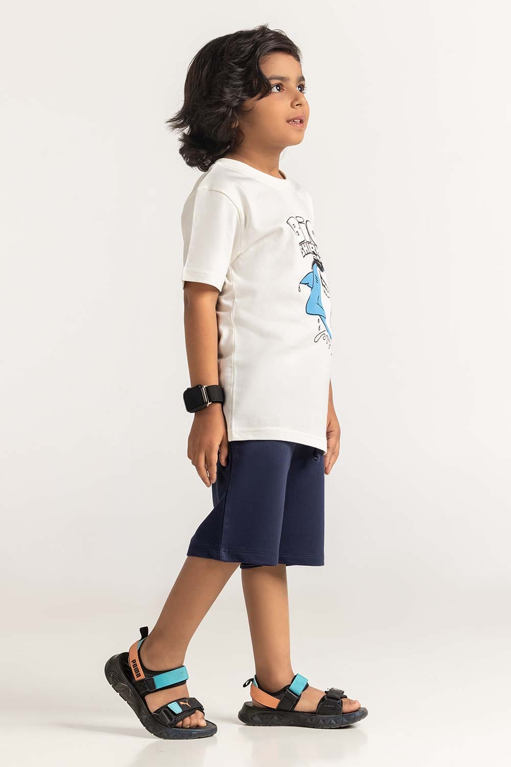 White Toddler Boy Knit Printed Tee TB-TS-SS24-033