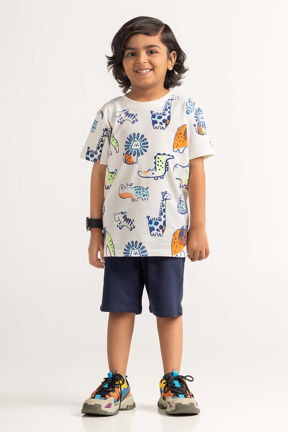 White Toddler Boy Knit Printed Tee TB-TS-SS24-040
