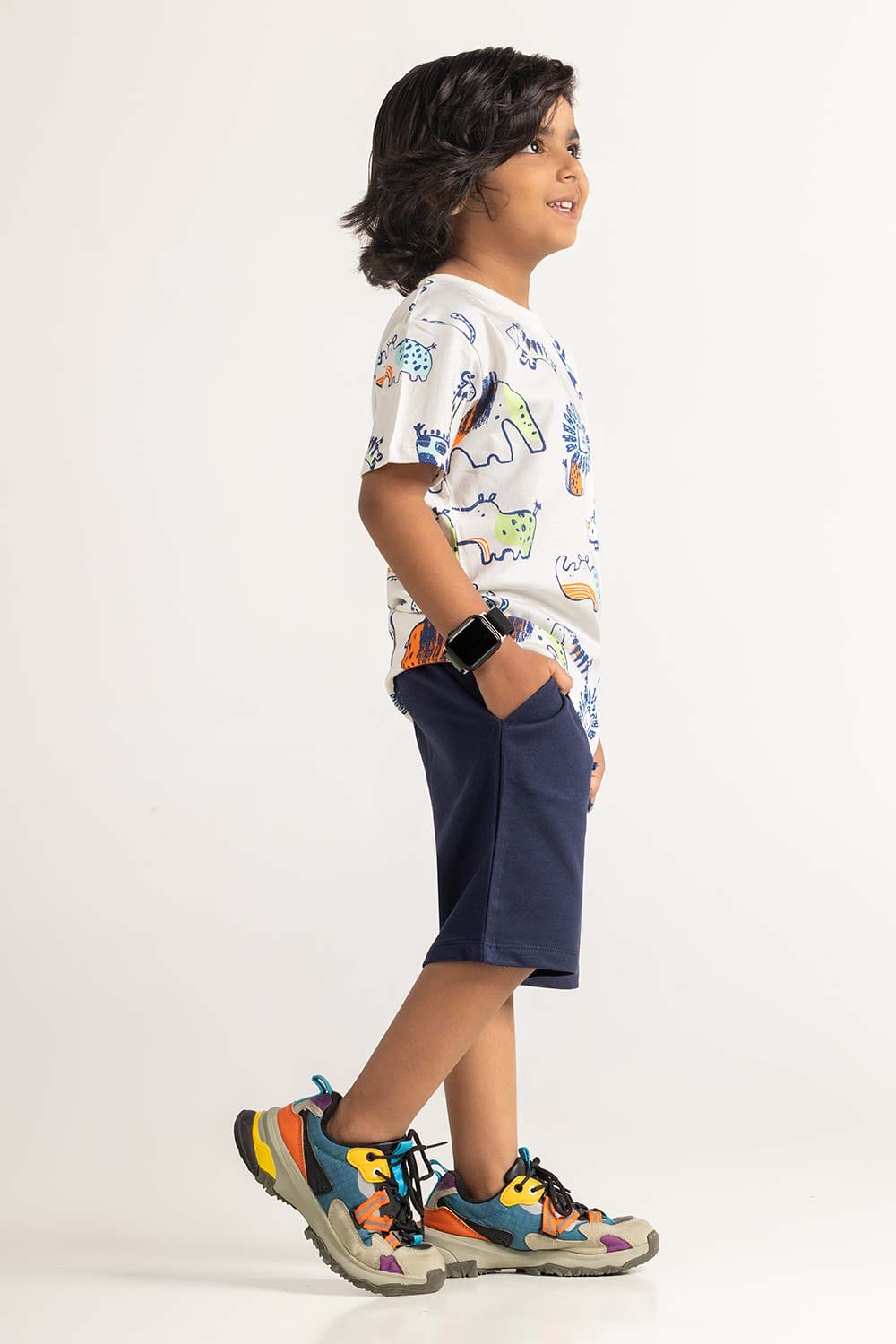 White Toddler Boy Knit Printed Tee TB-TS-SS24-040