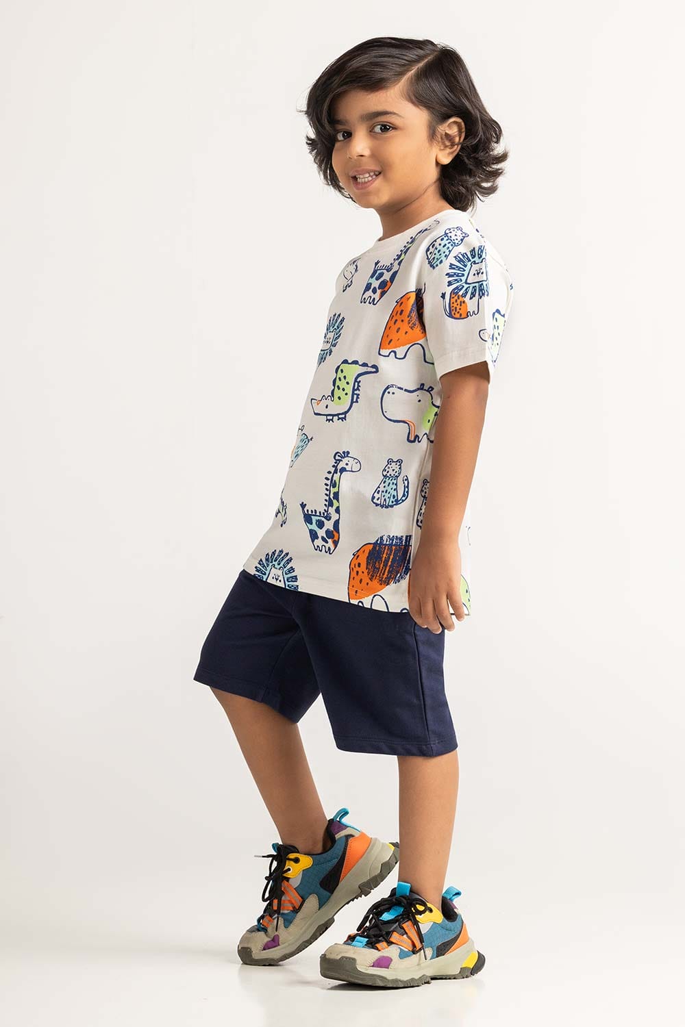 White Toddler Boy Knit Printed Tee TB-TS-SS24-040