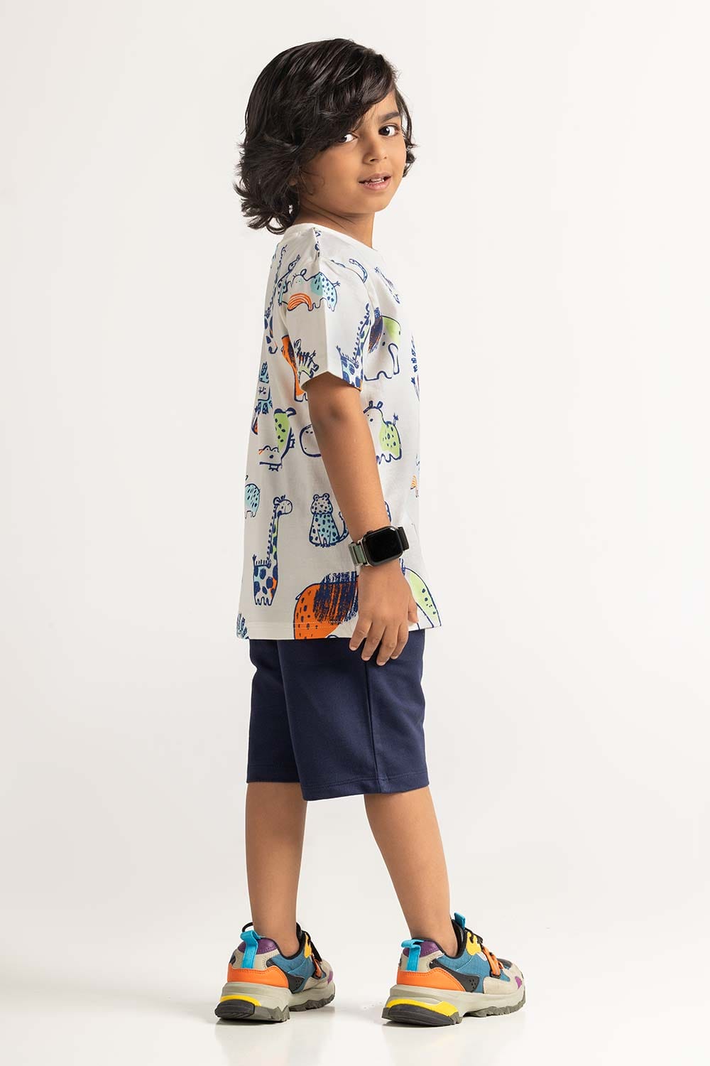 White Toddler Boy Knit Printed Tee TB-TS-SS24-040