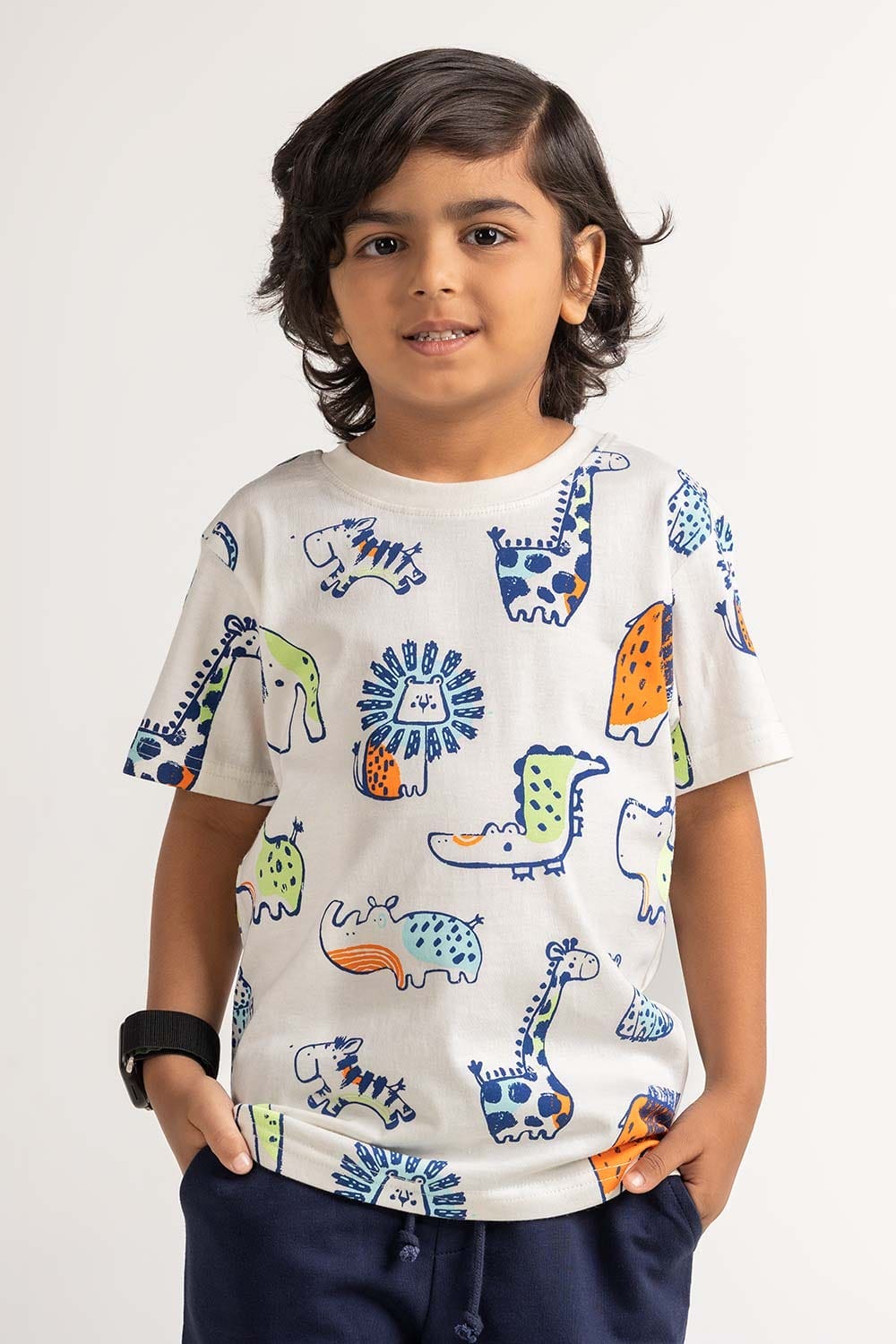 White Toddler Boy Knit Printed Tee TB-TS-SS24-040