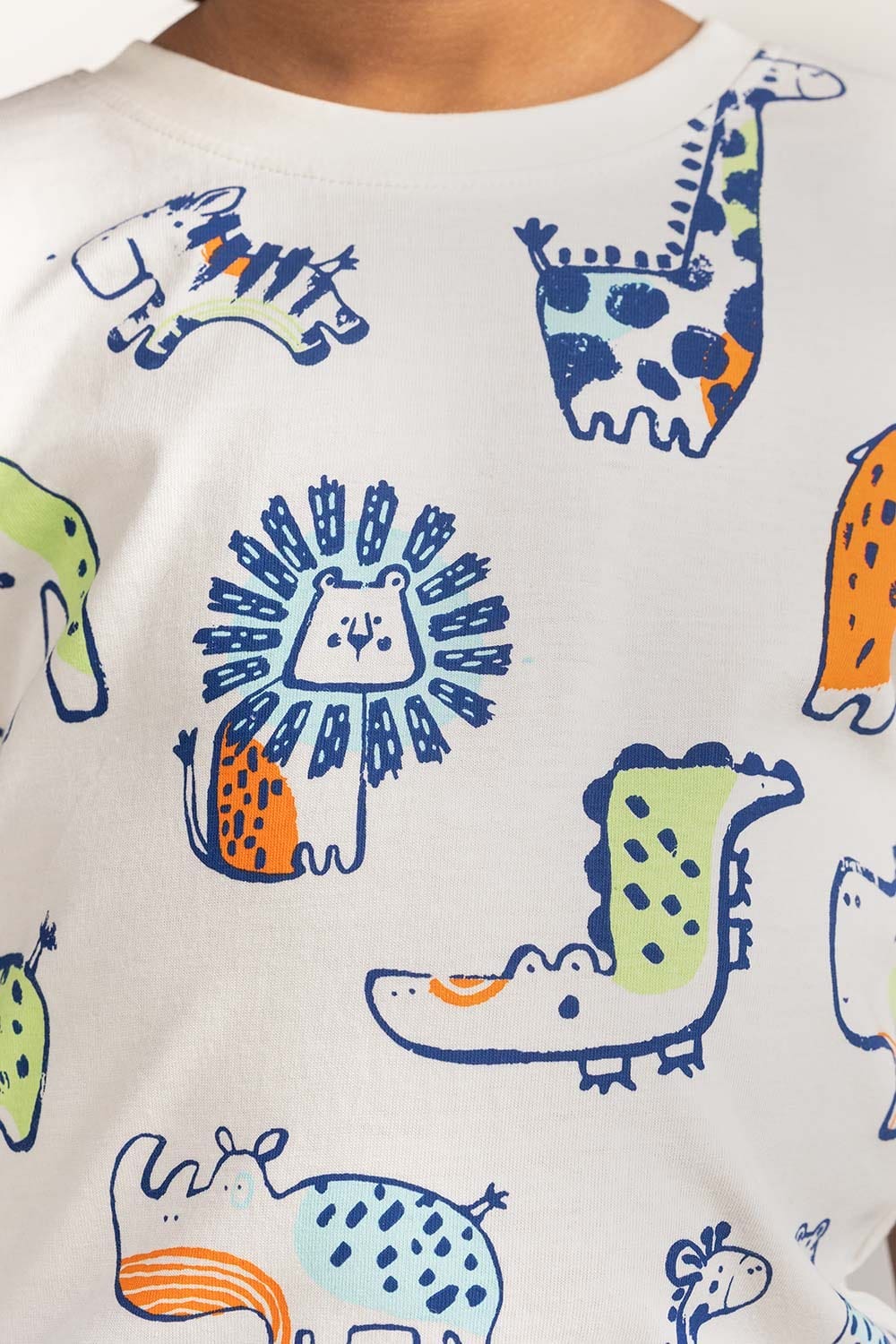 White Toddler Boy Knit Printed Tee TB-TS-SS24-040