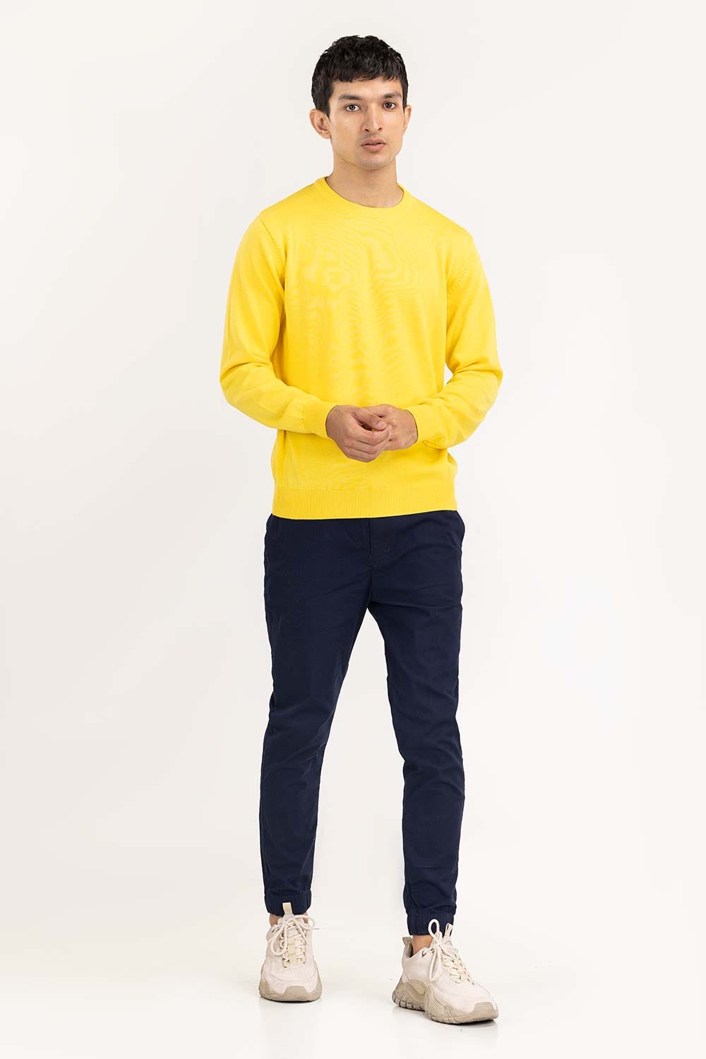 Yellow Basic Crew Neck Sweater SWT-BFSCN-22-011
