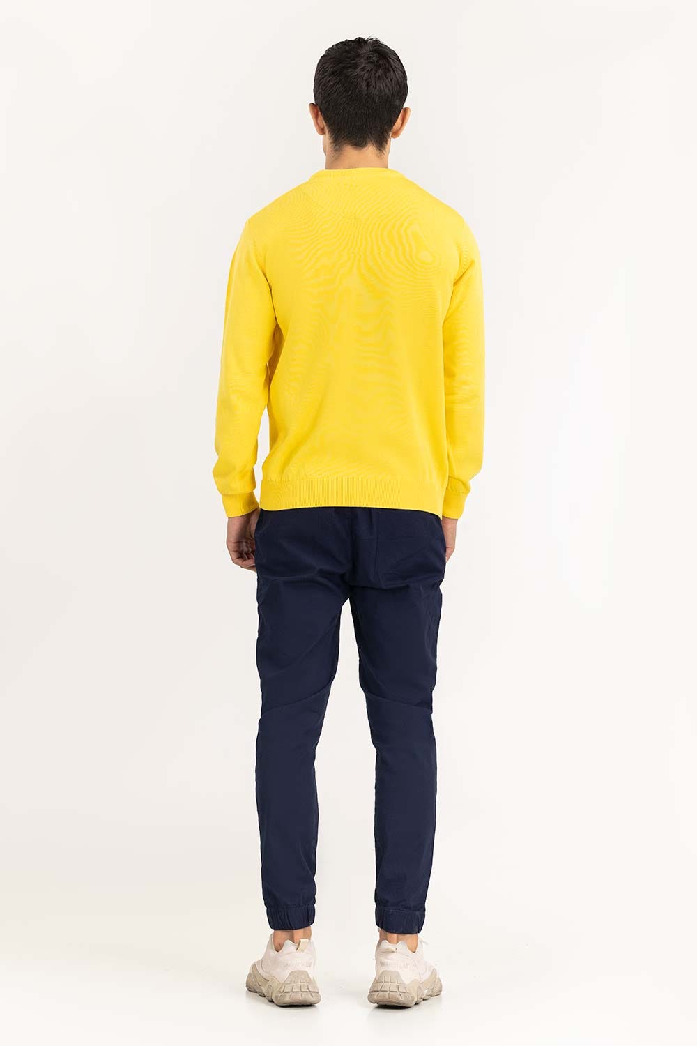 Yellow Basic Crew Neck Sweater SWT-BFSCN-22-011