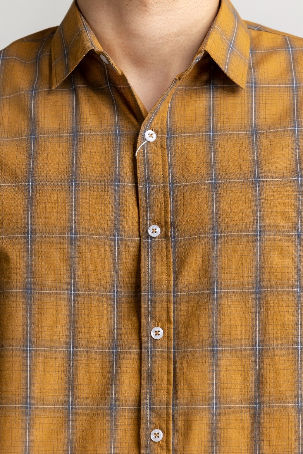 Yellow Checkered Casual Shirt MN-CS-YD23-013