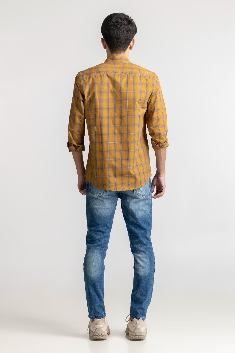 Yellow Checkered Casual Shirt MN-CS-YD23-013
