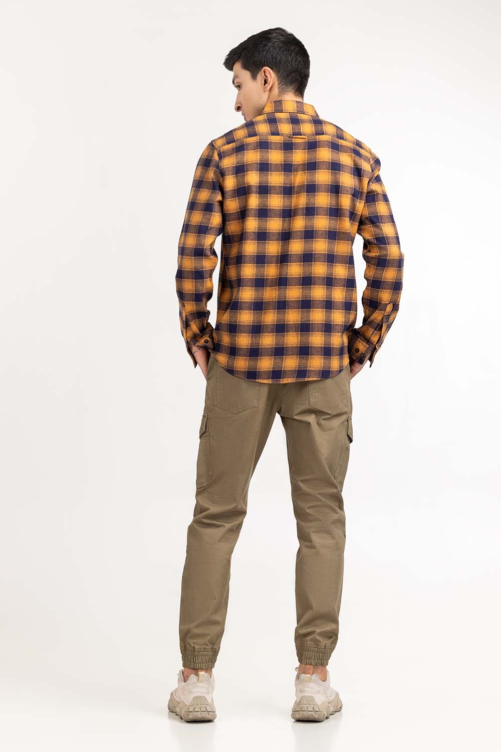 Yellow Navy Checkered Casual Shirt CS-YD22-037