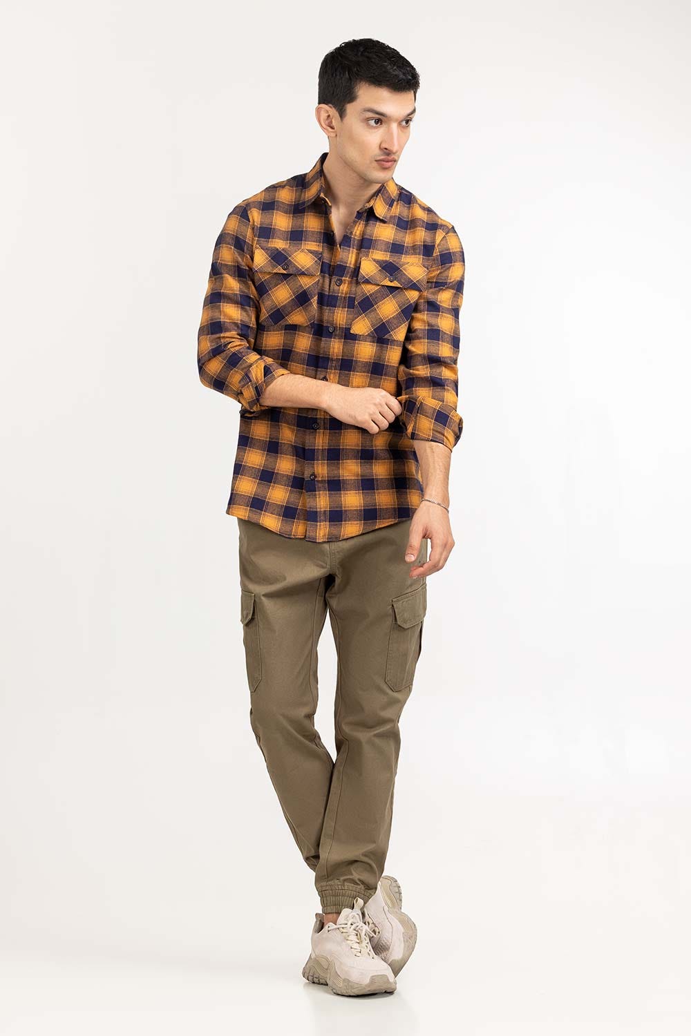 Yellow Navy Checkered Casual Shirt CS-YD22-037