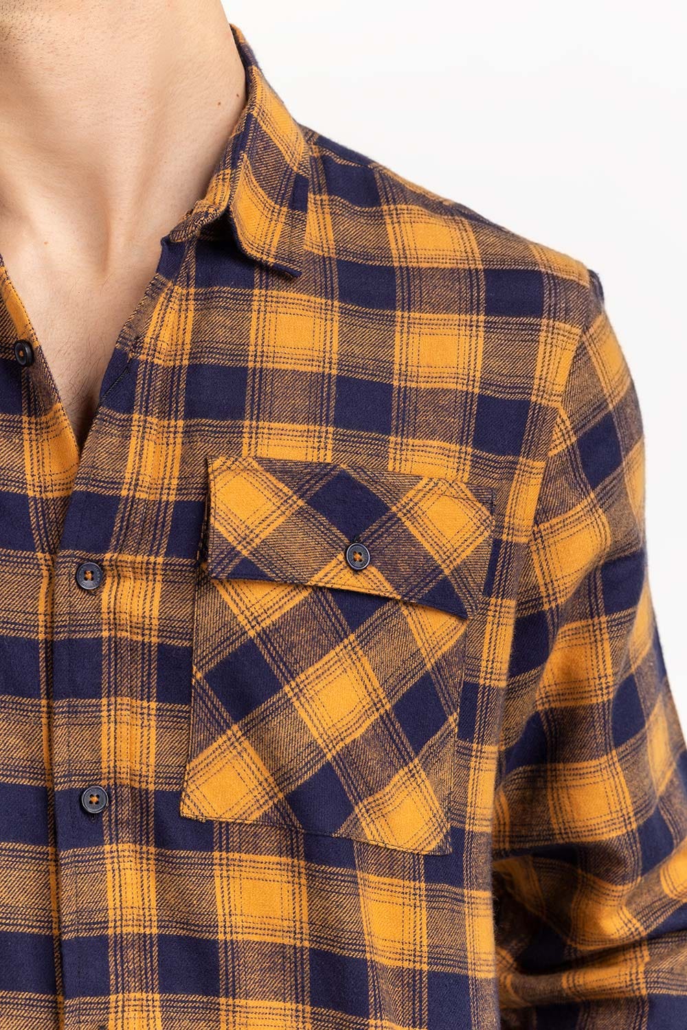 Yellow Navy Checkered Casual Shirt CS-YD22-037