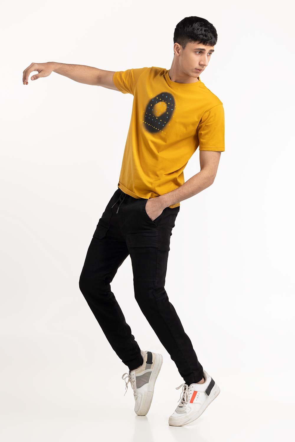 Circle Print Yellow T-Shirt 224-113-019