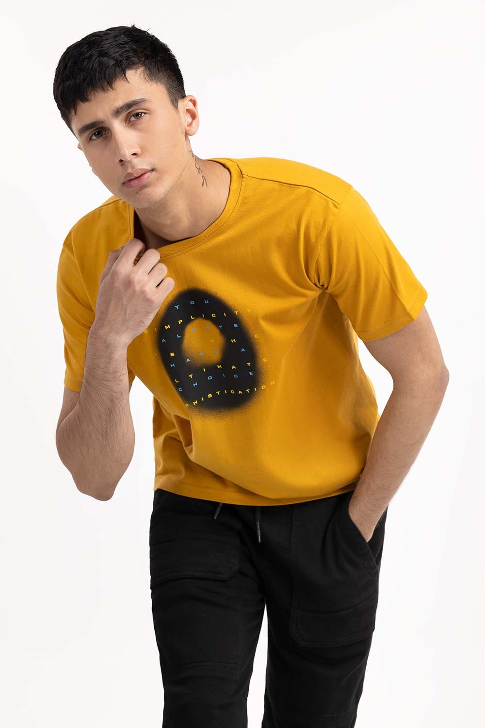 Circle Print Yellow T-Shirt 224-113-019