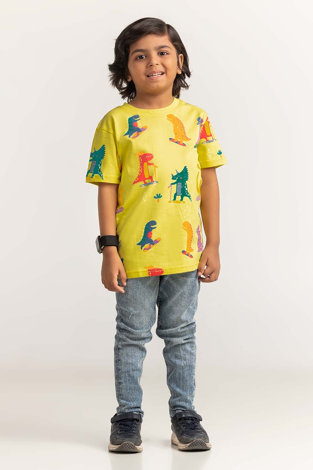Yellow Toddler Boy Knit Printed Tee TB-TS-SS24-042
