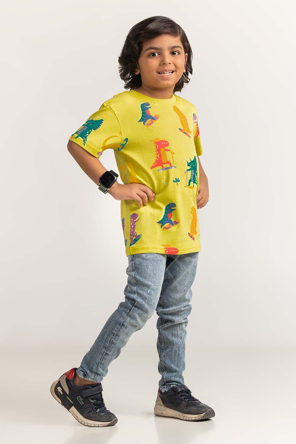 Yellow Toddler Boy Knit Printed Tee TB-TS-SS24-042